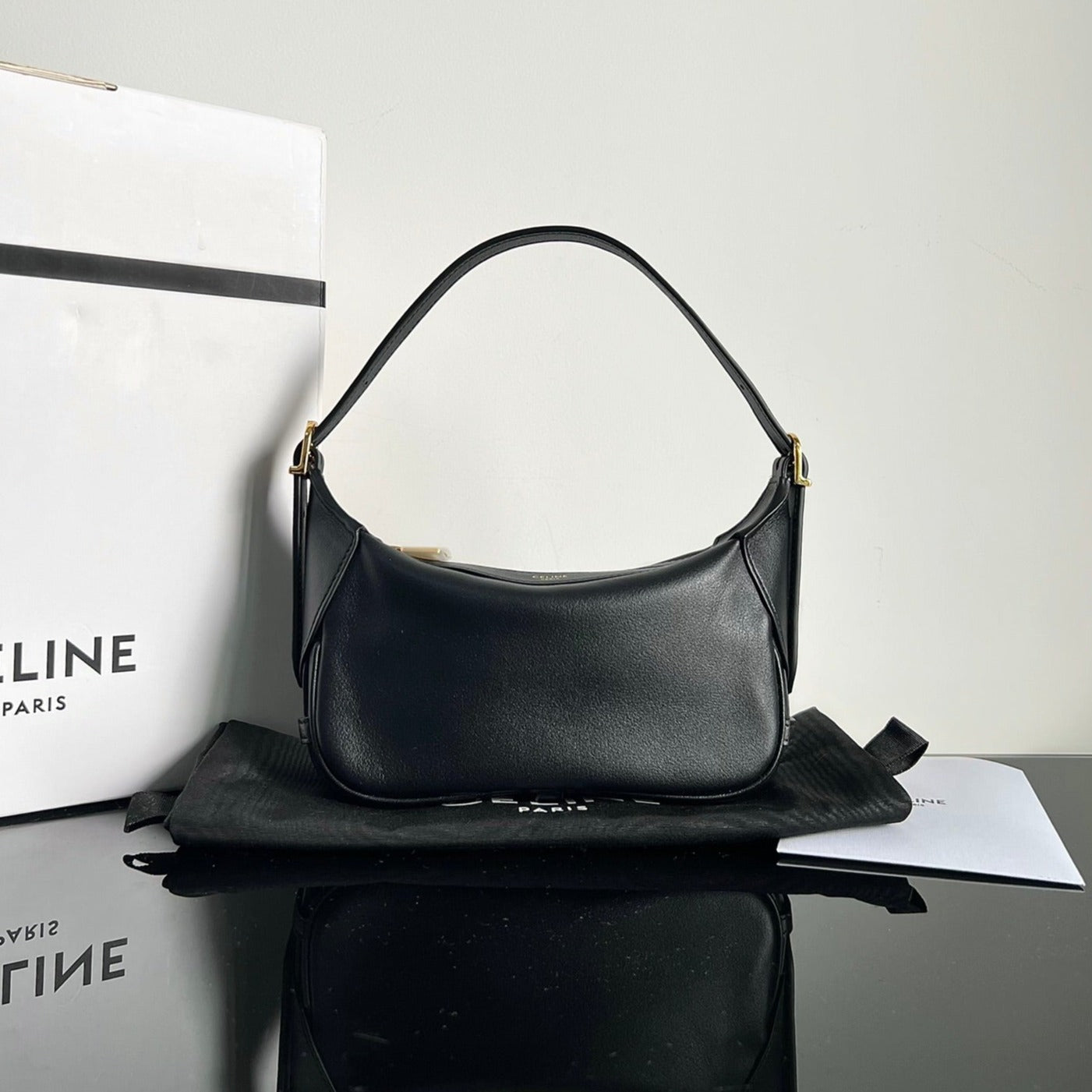 MINI SOFT 19 Calfskin Handbag Black