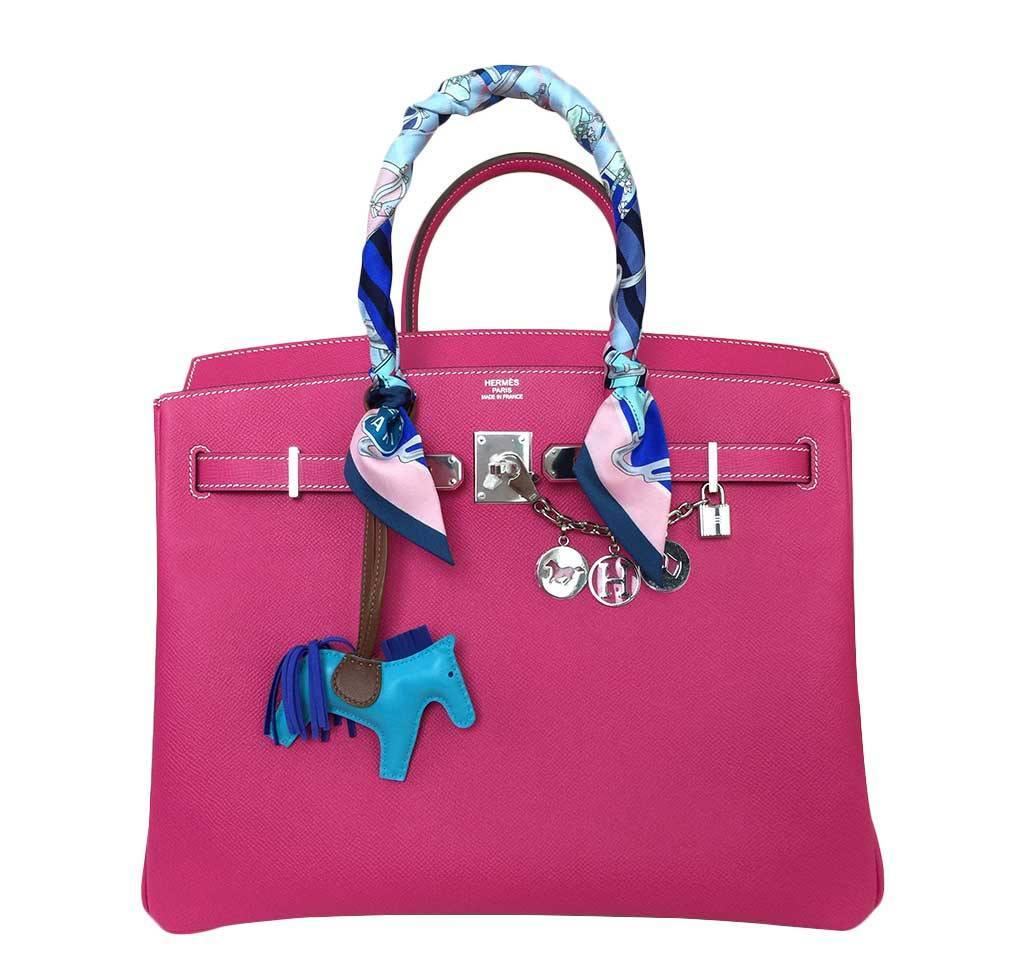 Hermes handbag rose – front view