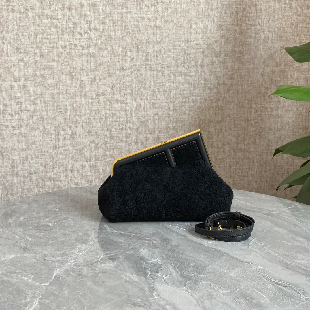 FENDI FIRST MINI 26 BAG IN BLACK WOOL WITH GOLD HARDWARE - Product Image 2