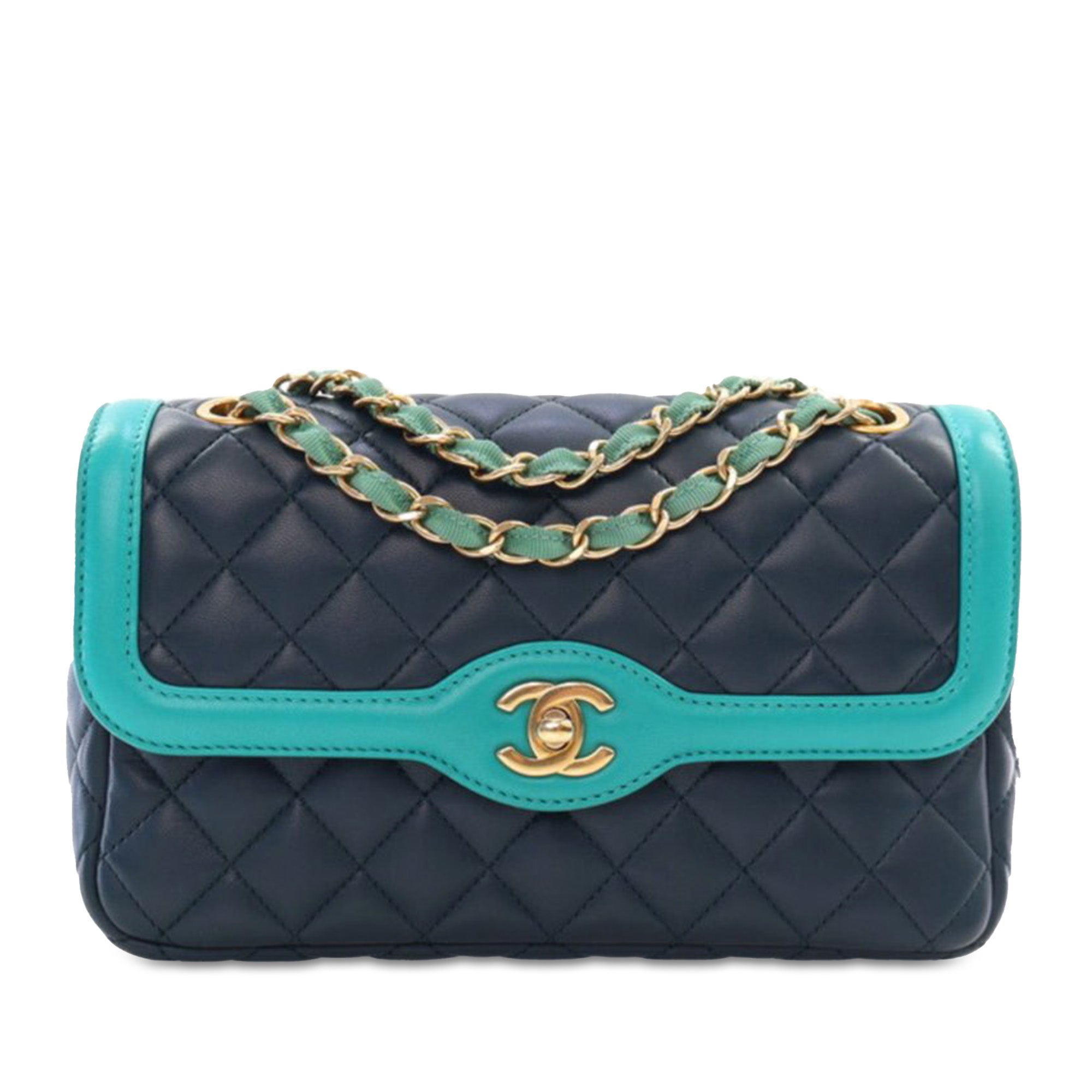 Chanel handbag blue – front view