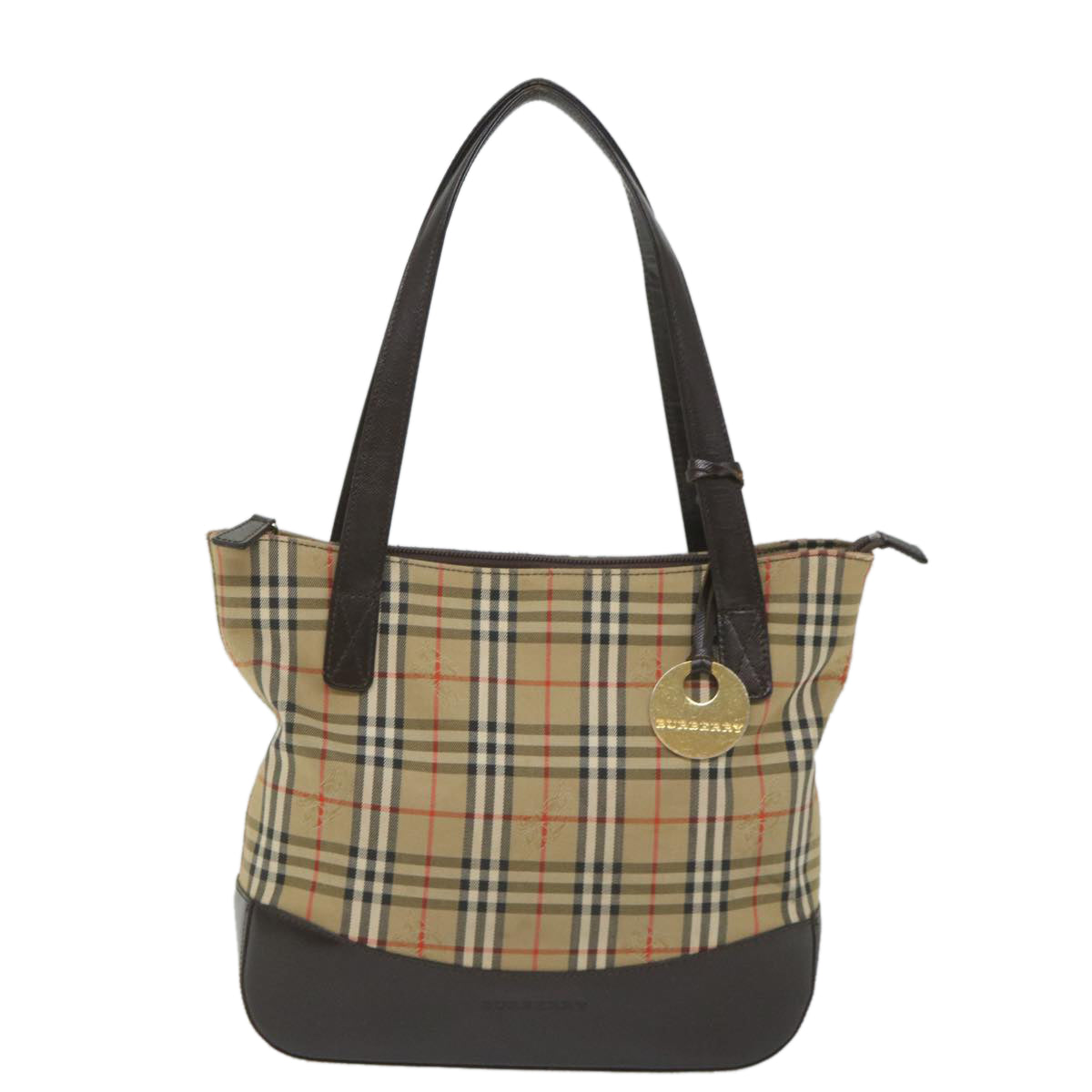 Burberry Nova Check Hand Bag Canvas Beige Brown 56572
