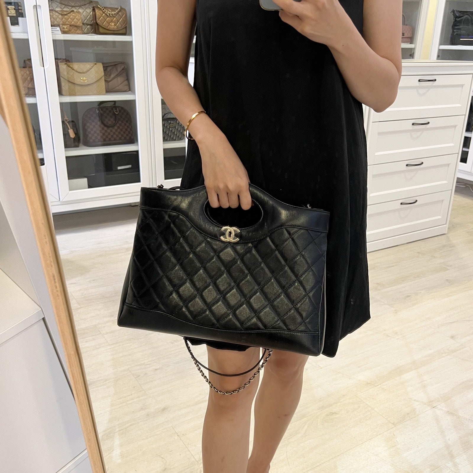 Chanel 31 Medium Shopping Bag In 24S Black Shiny Calfskin And LGHW …