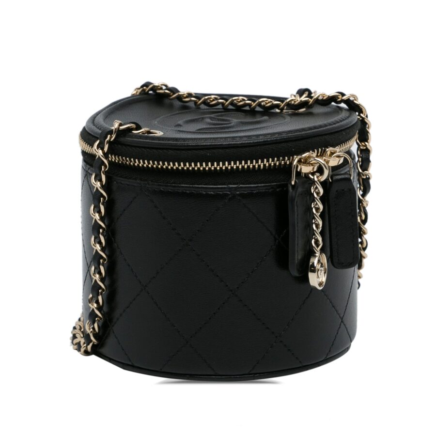 Black Chanel CC Round Vanity Bag | Studio Nafay