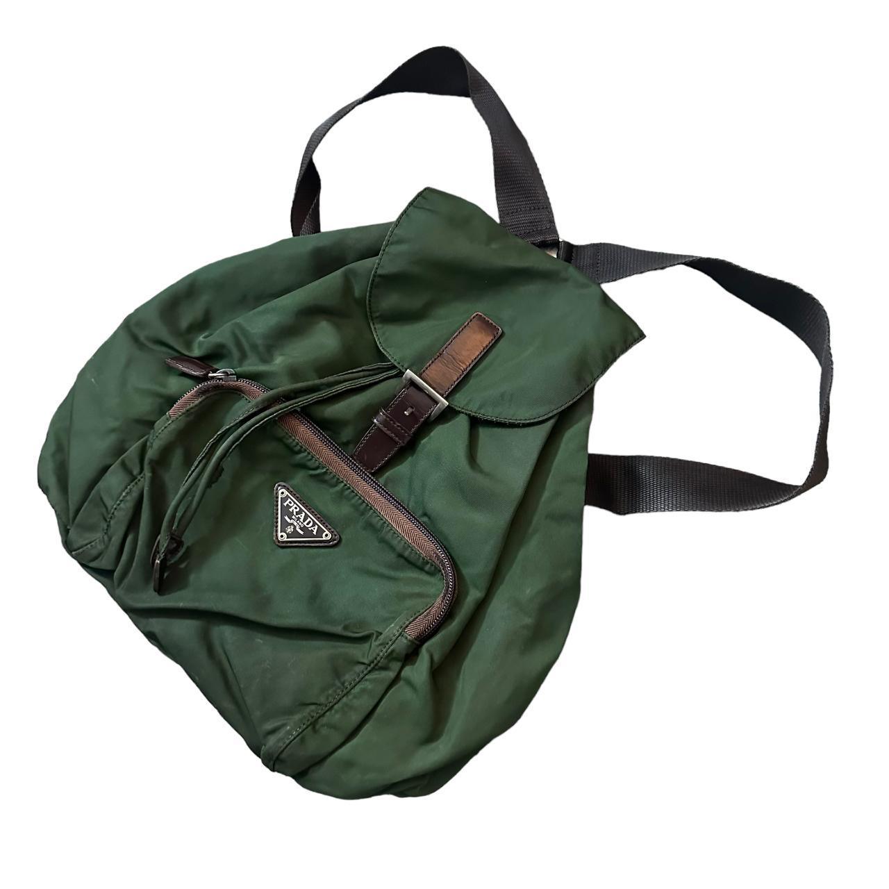Prada Backpack green bag – front view