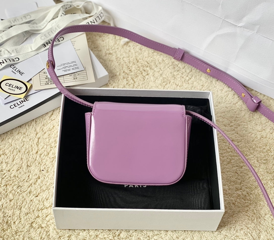 Celine Triomphe purple bag – front view