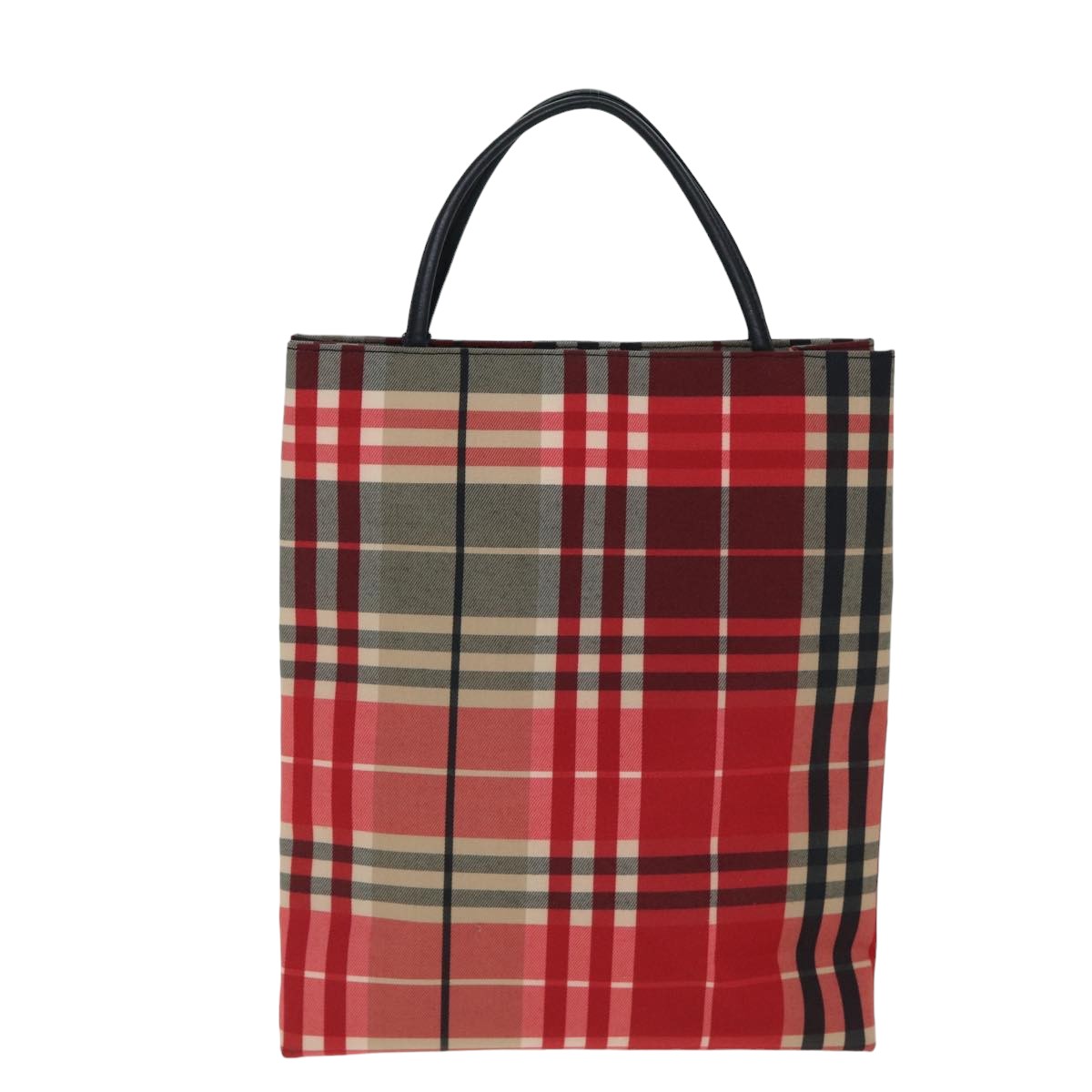 Burberry Nova Check Hand Bag Canvas Red Auth yk13550